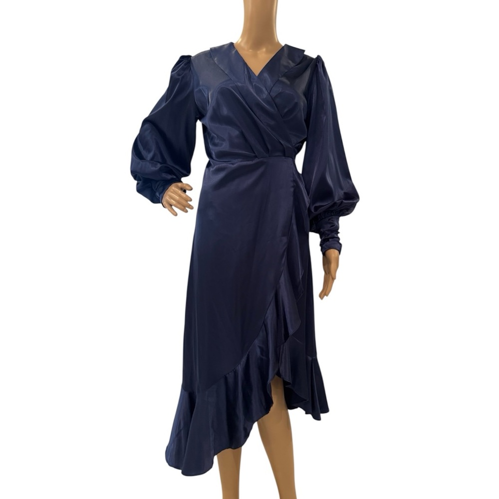 The Fashion Poet Satin Blumarine New Long Wrap Dress
